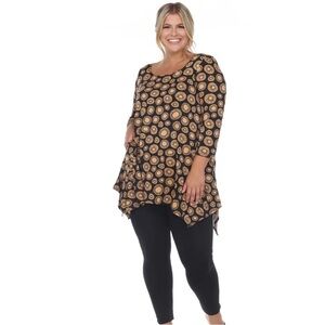 White Mark Black and Tan Patterned Tunic